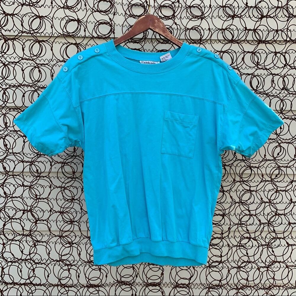 Vintage 90s Casual Code Button Shoulder Blouse - image 1